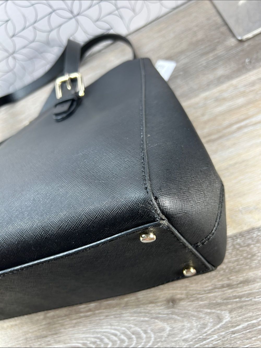 4648 Kate Spade Black Leather Tote Bag 265084648 - Picture 10 of 11